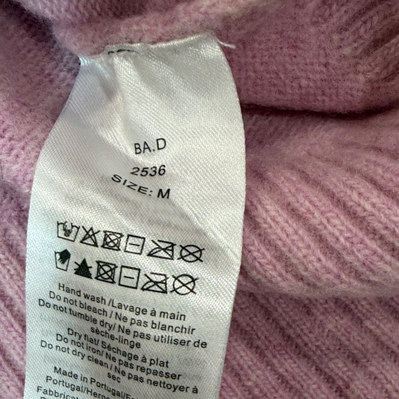 Ganni Pink and Yellow Graphic Crew Neck wool Sweater - Picture 7 of 8